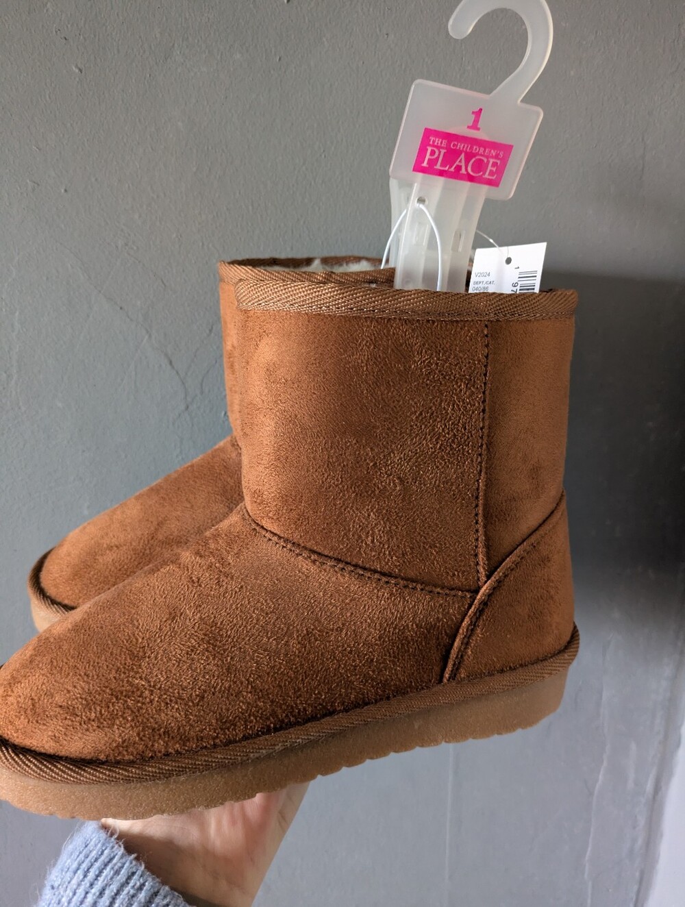 NWT The Children's Place Chestnut Brown Girls Size 1 Faux Suede Boot
